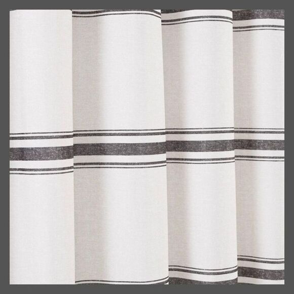 Lush Decor - Farmhouse Striped Shower Curtain Black - Lush Déco Black - Picture 3 of 4